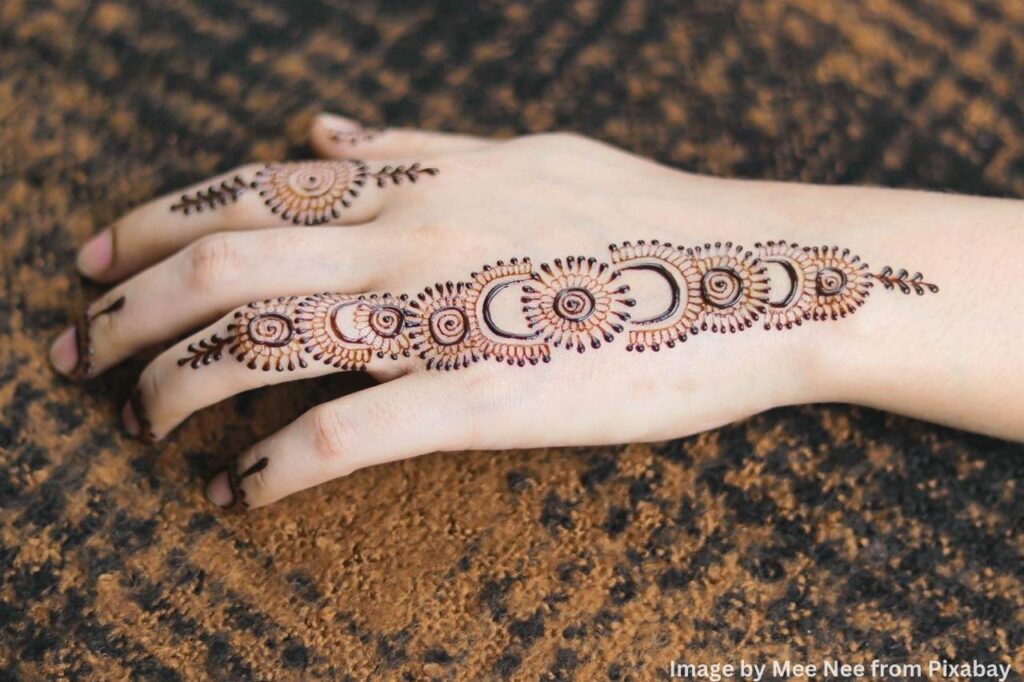Traditional mehndi artwork for hands.